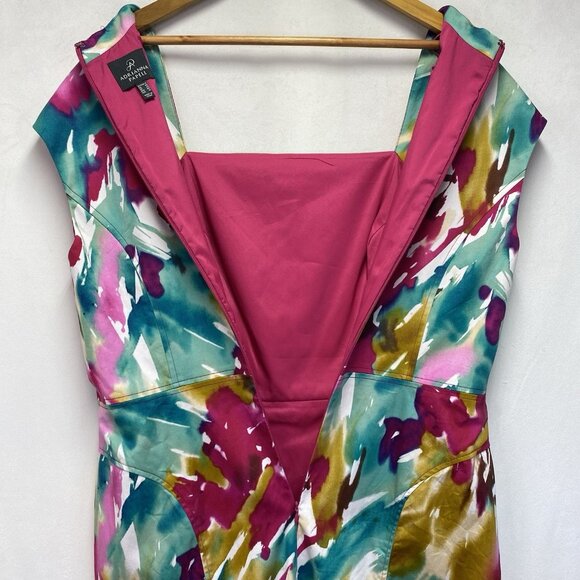 Adrianna Papell Cap Sleeve Square Neck Sheath Dress Women Size 16 Multicolor - Picture 8 of 15